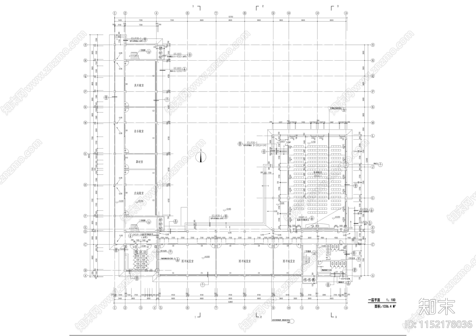 学校教学楼扩初图cad施工图下载【ID:1152178036】