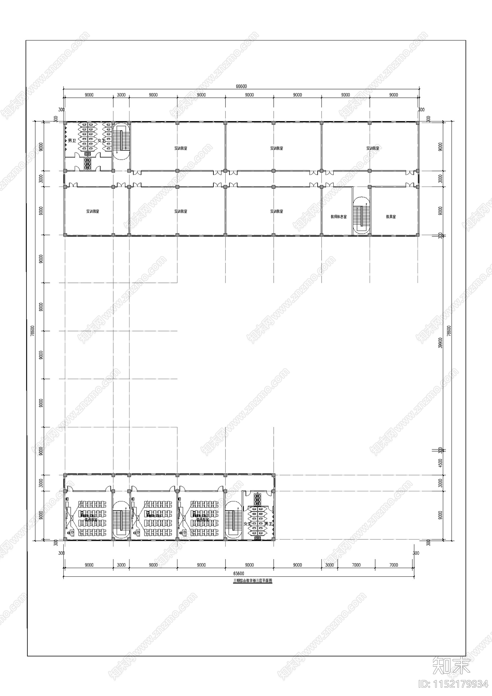 教学楼cad施工图下载【ID:1152179934】