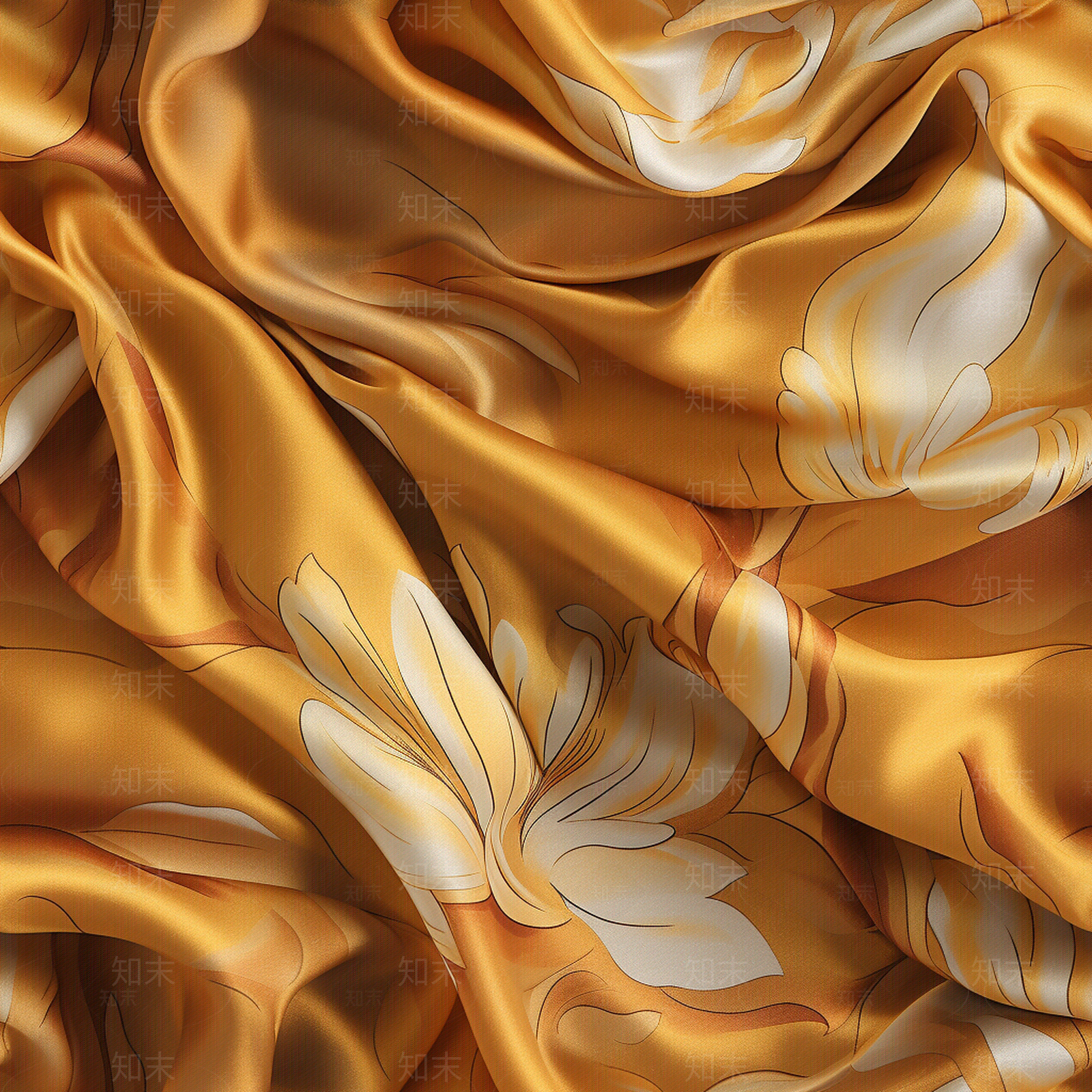 无缝亮黄色花式丝绸纹理贴图下载【ID:1152180146】