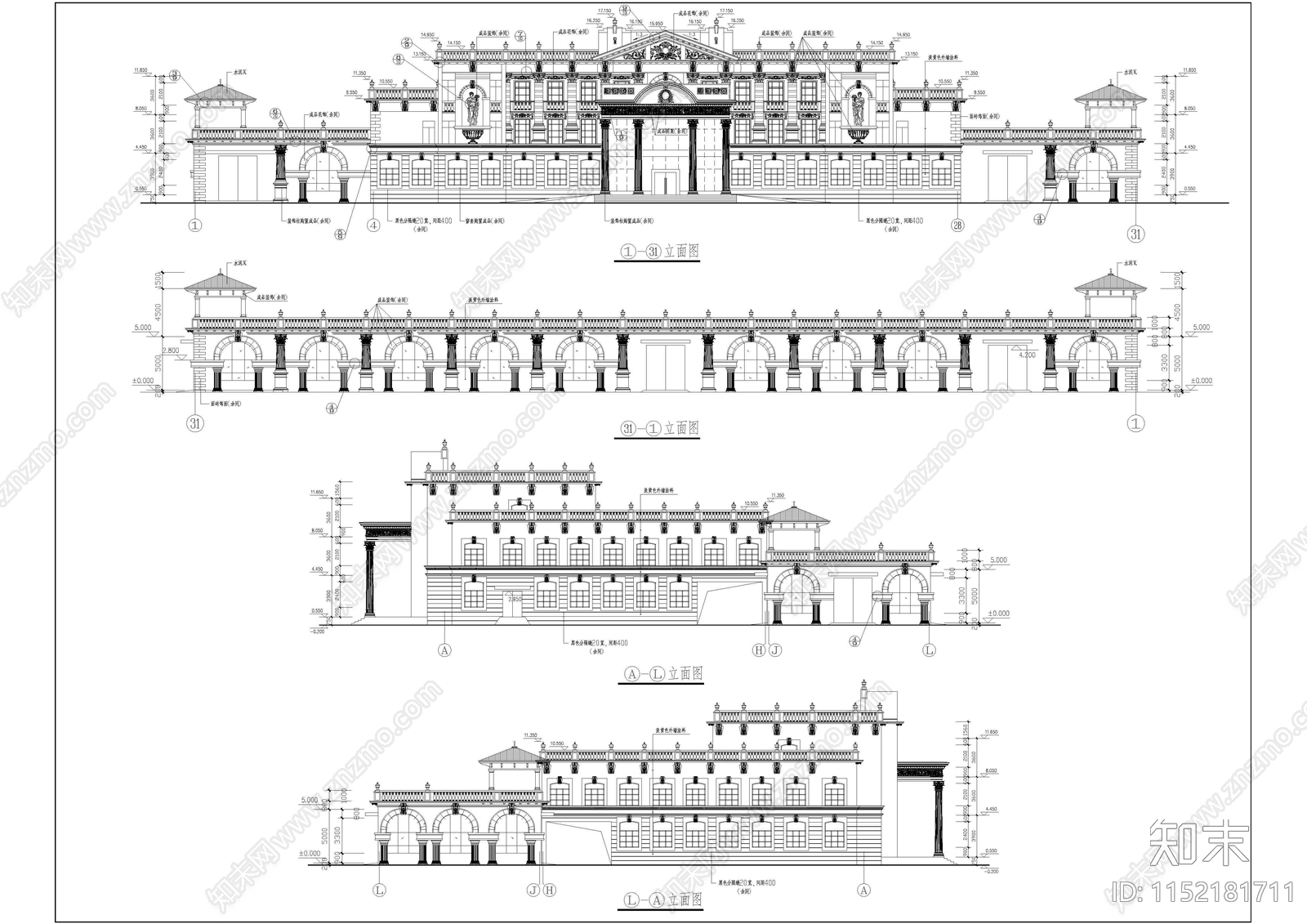 欧式办公楼cad施工图下载【ID:1152181711】