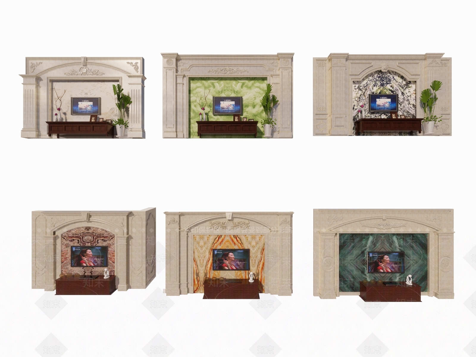 欧式电视墙SU模型下载【ID:1152187488】