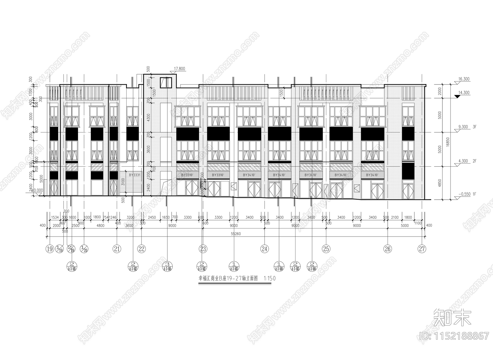 现代风格商场建筑设计cad施工图下载【ID:1152188867】