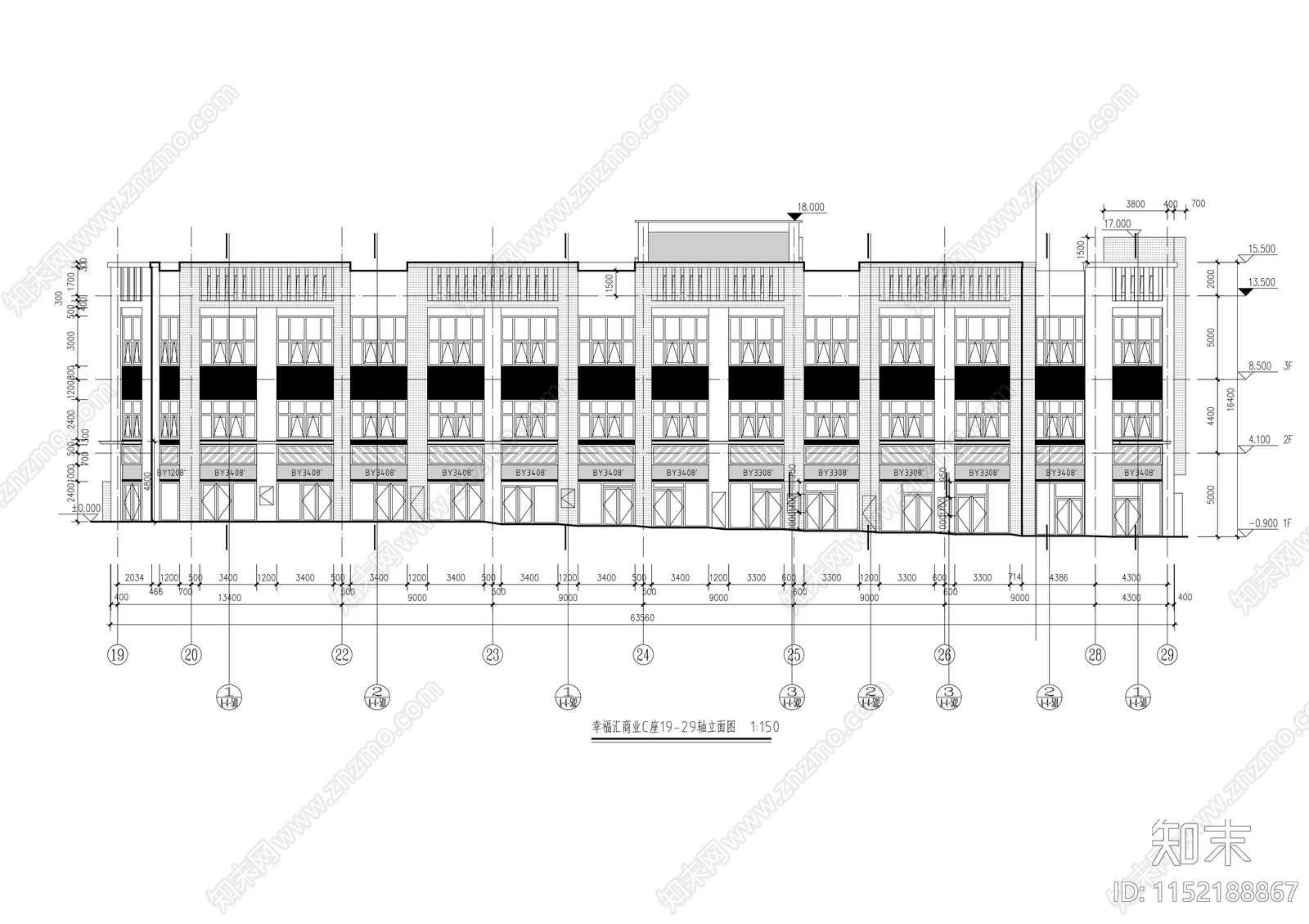 现代风格商场建筑设计cad施工图下载【ID:1152188867】