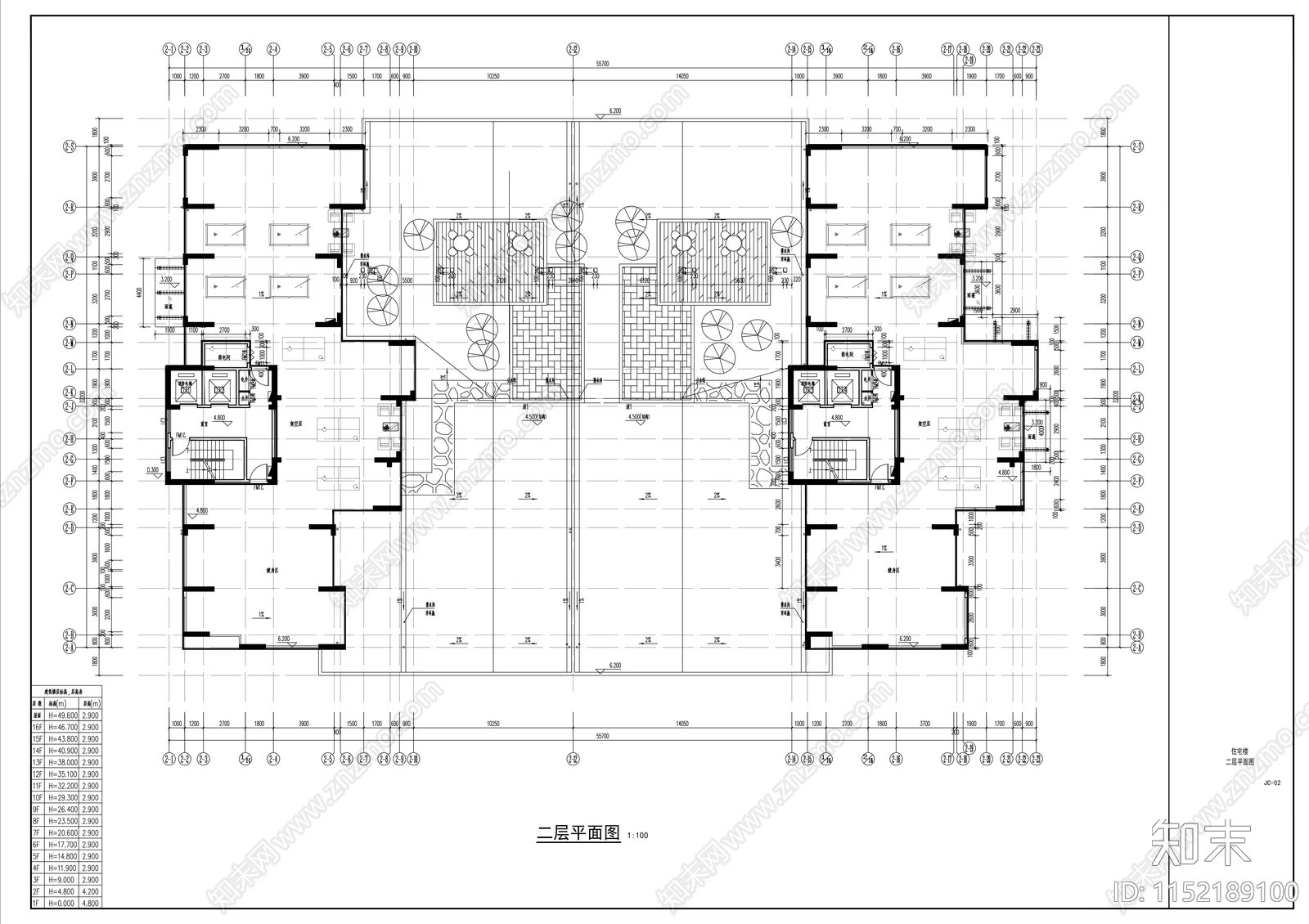 10层商住综合cad施工图下载【ID:1152189100】