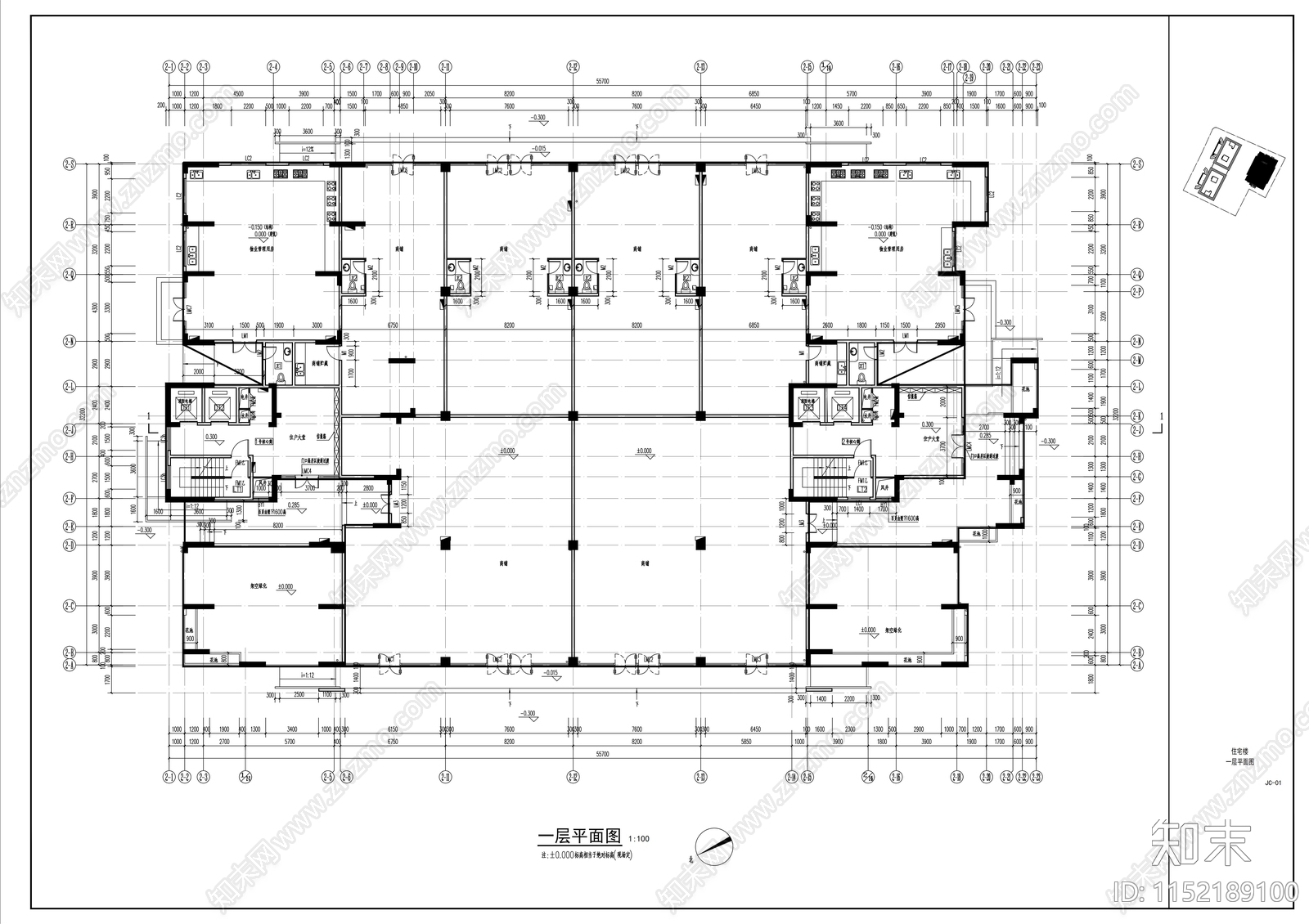 10层商住综合cad施工图下载【ID:1152189100】