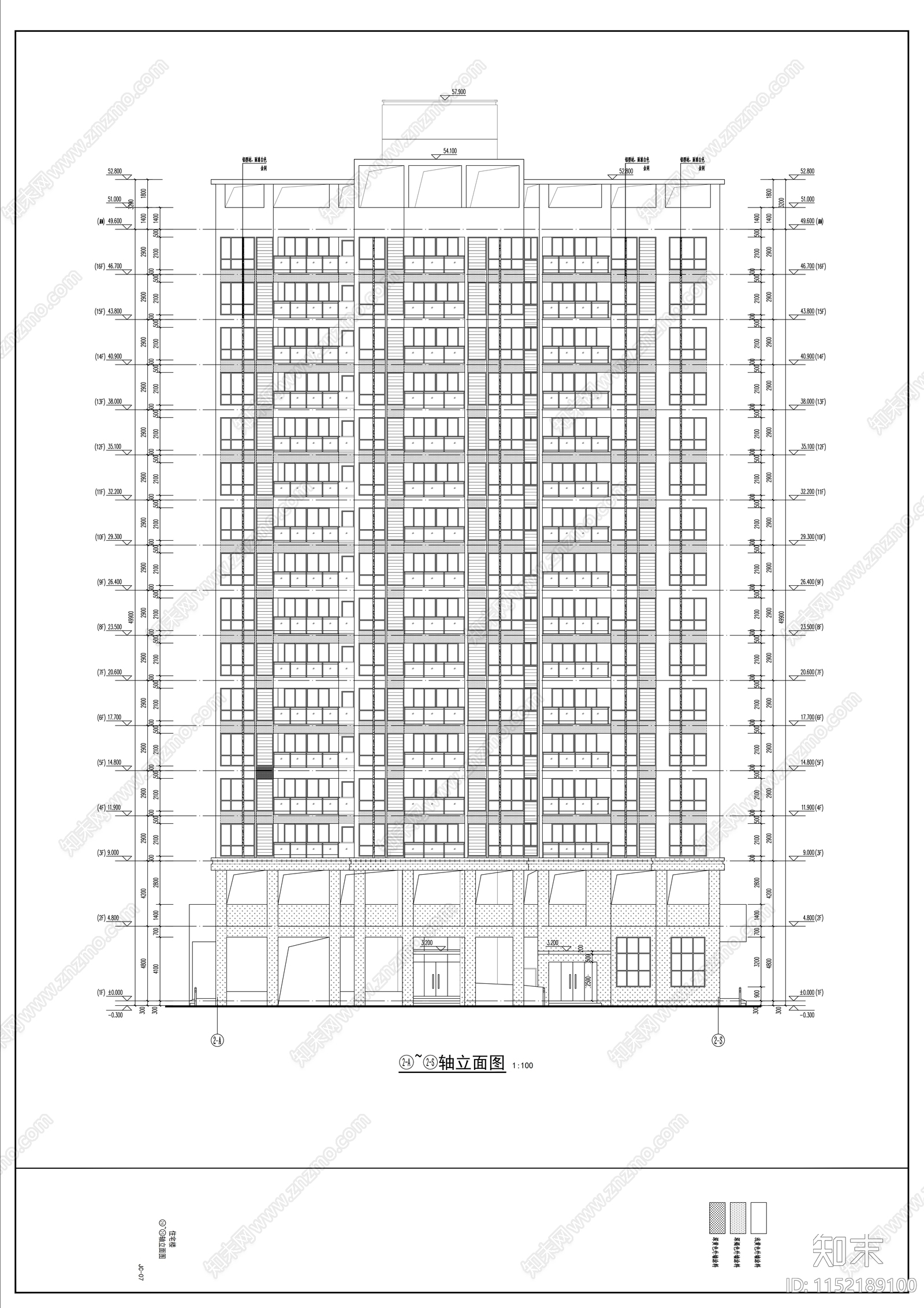 10层商住综合cad施工图下载【ID:1152189100】