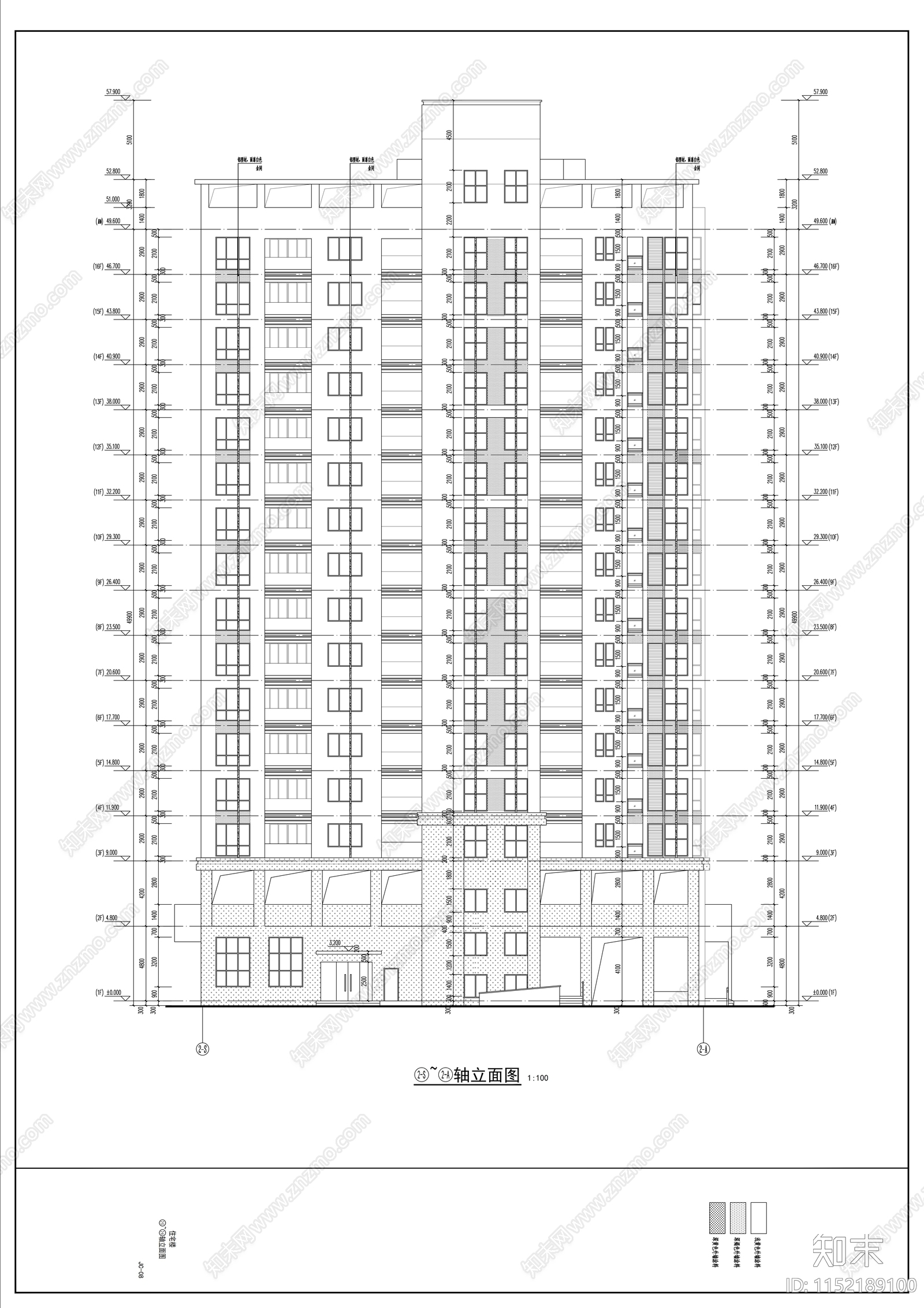 10层商住综合cad施工图下载【ID:1152189100】