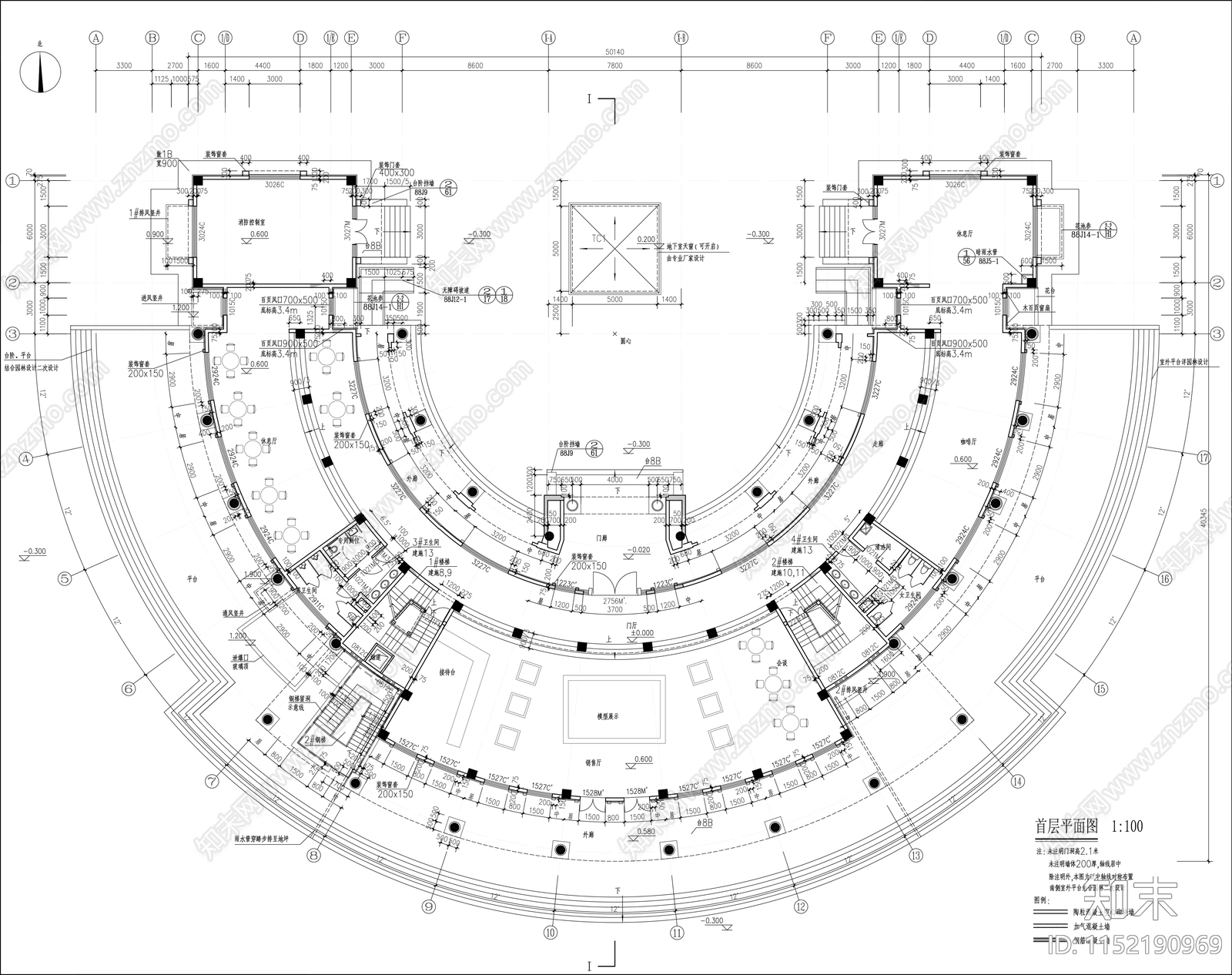 会所建筑图cad施工图下载【ID:1152190969】