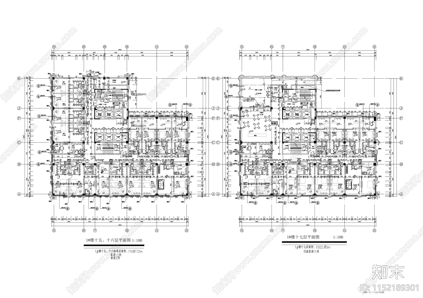 二十层商业综合体cad施工图下载【ID:1152189301】