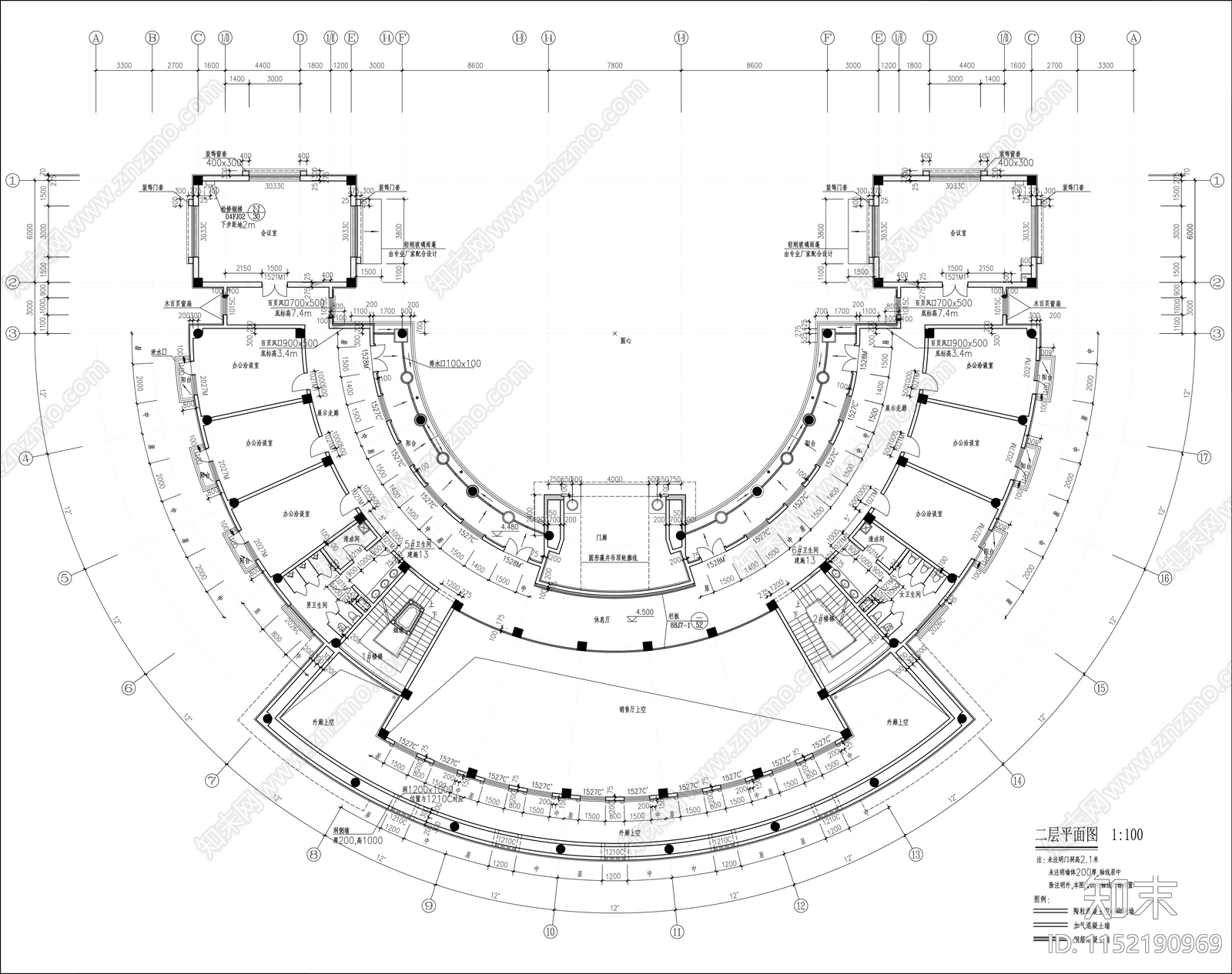 会所建筑图cad施工图下载【ID:1152190969】