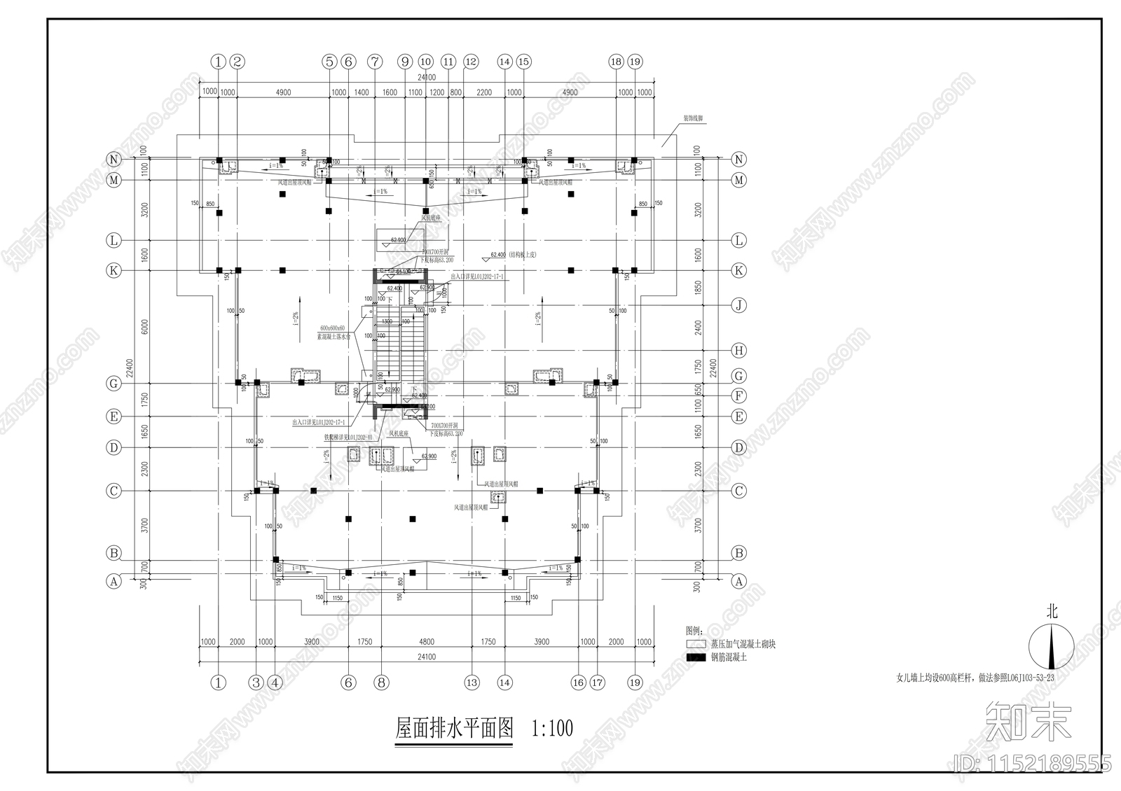 校区公寓楼建筑cad施工图下载【ID:1152189555】