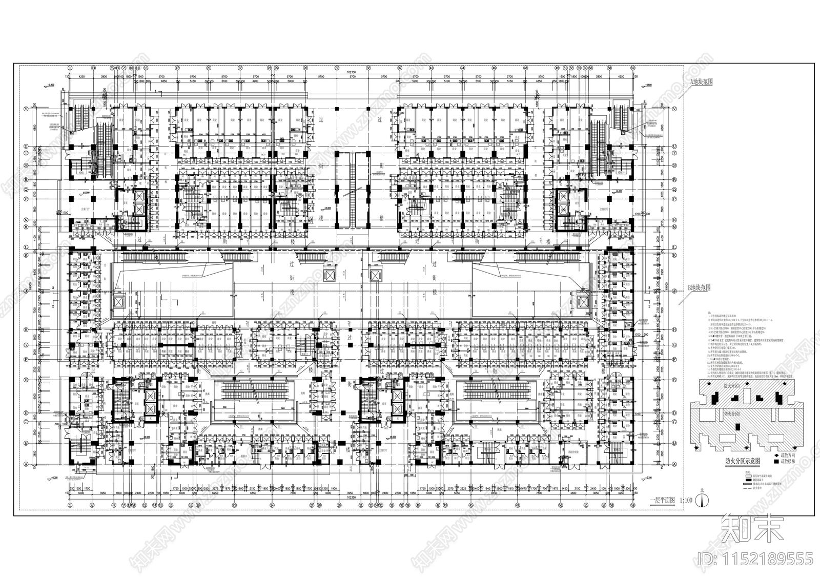 校区公寓楼建筑cad施工图下载【ID:1152189555】