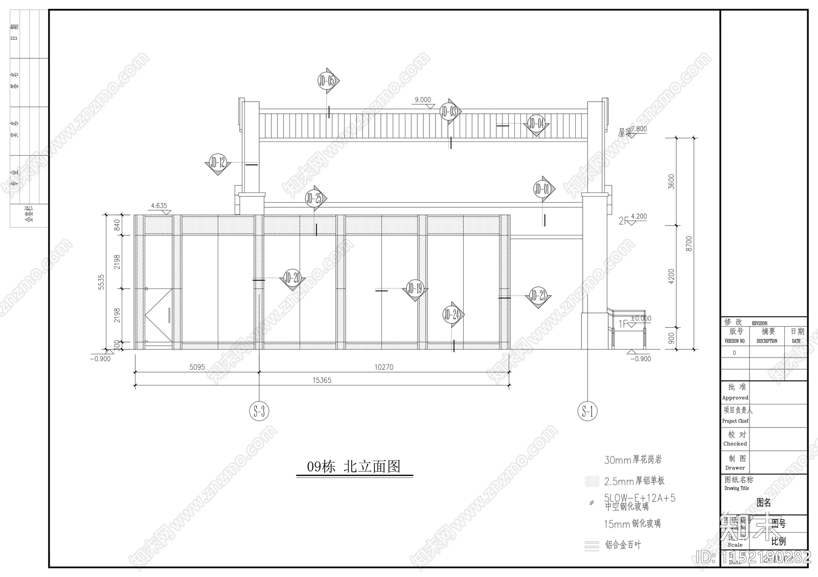 售楼处幕墙工程cad施工图下载【ID:1152190282】