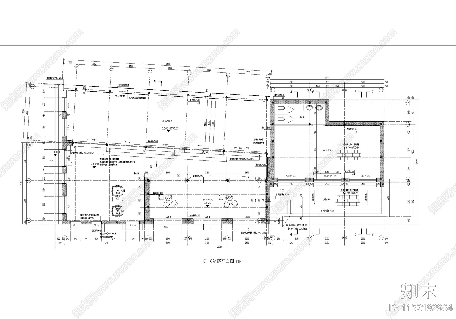 中式古城居民院落cad施工图下载【ID:1152192964】