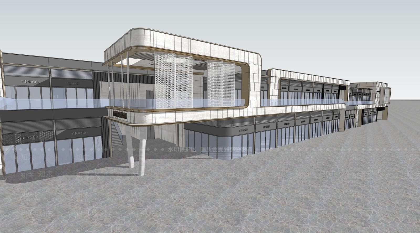 现代风格沿街商业SU模型下载【ID:1152193558】
