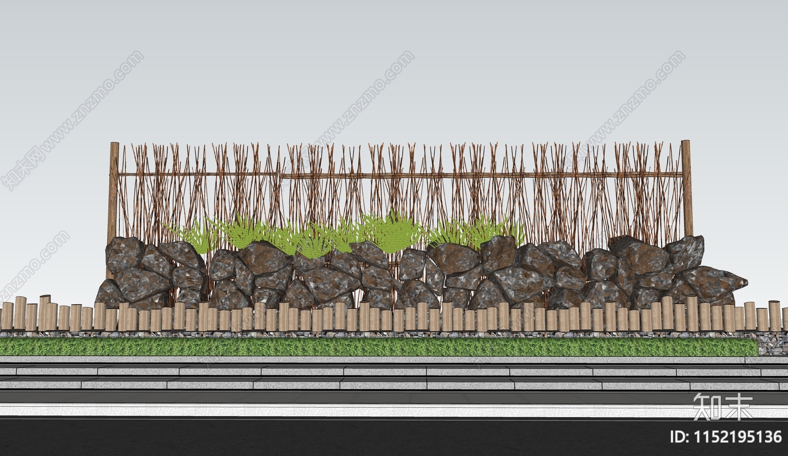 现代乡村石头景墙SU模型下载【ID:1152195136】