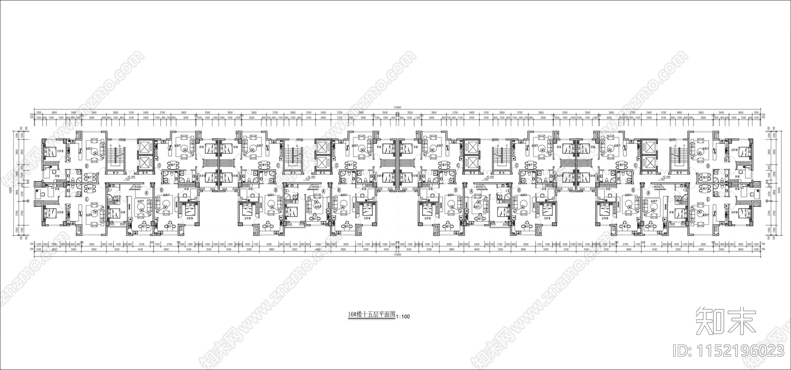 古典风格高层板楼住宅cad施工图下载【ID:1152196023】