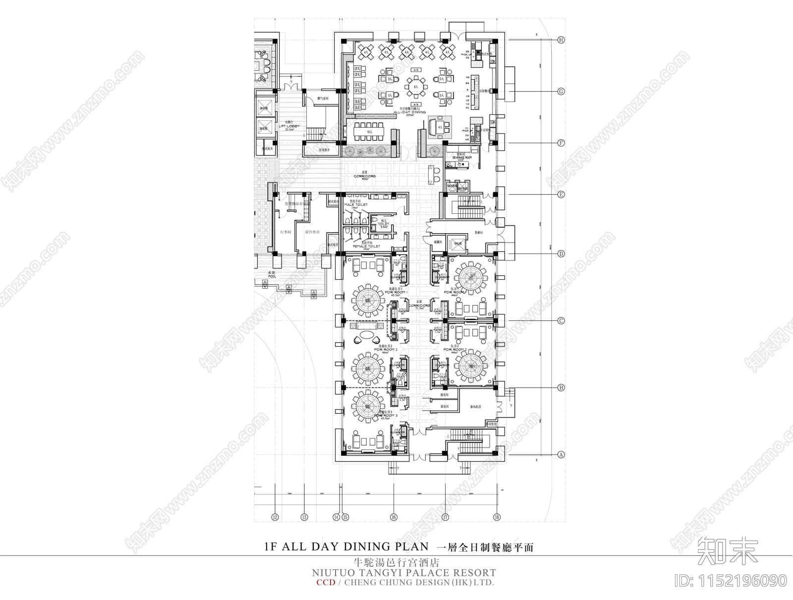 汤邑行馆cad施工图下载【ID:1152196090】