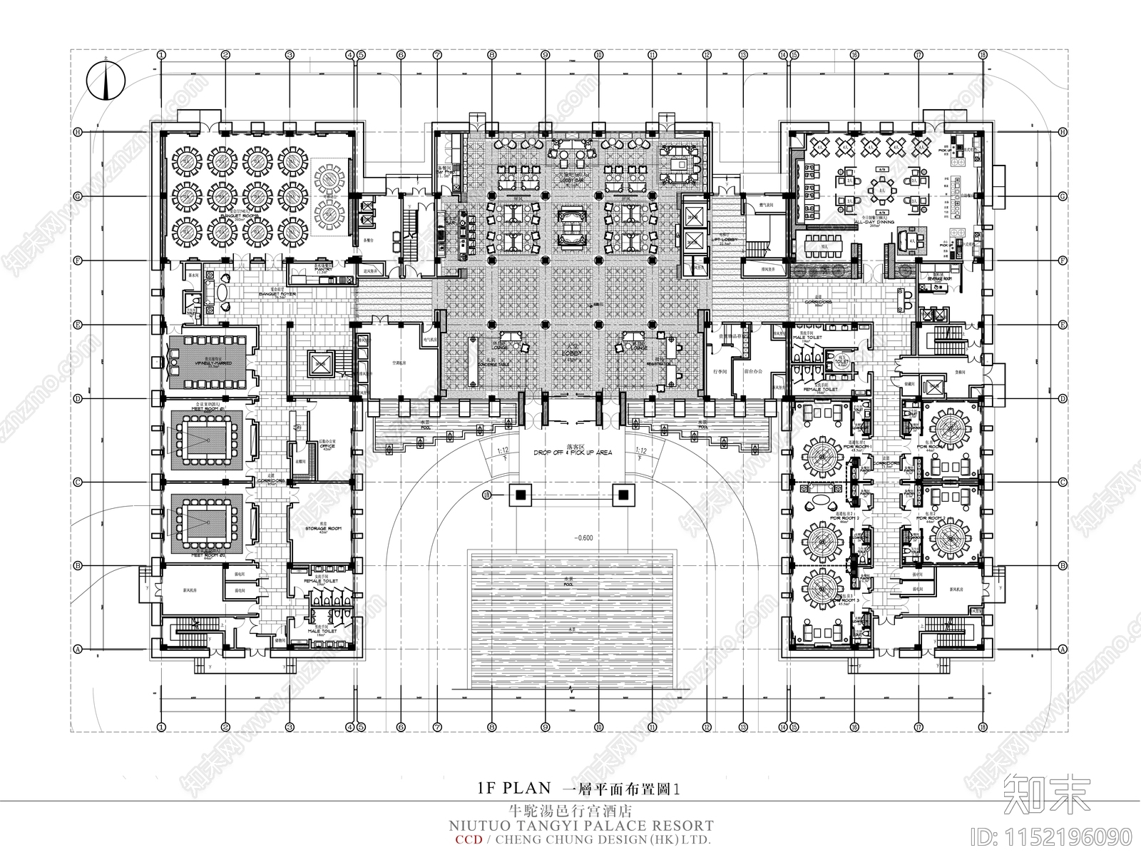 汤邑行馆cad施工图下载【ID:1152196090】