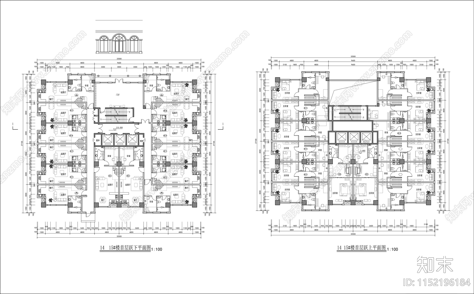 高层塔楼公寓cad施工图下载【ID:1152196184】