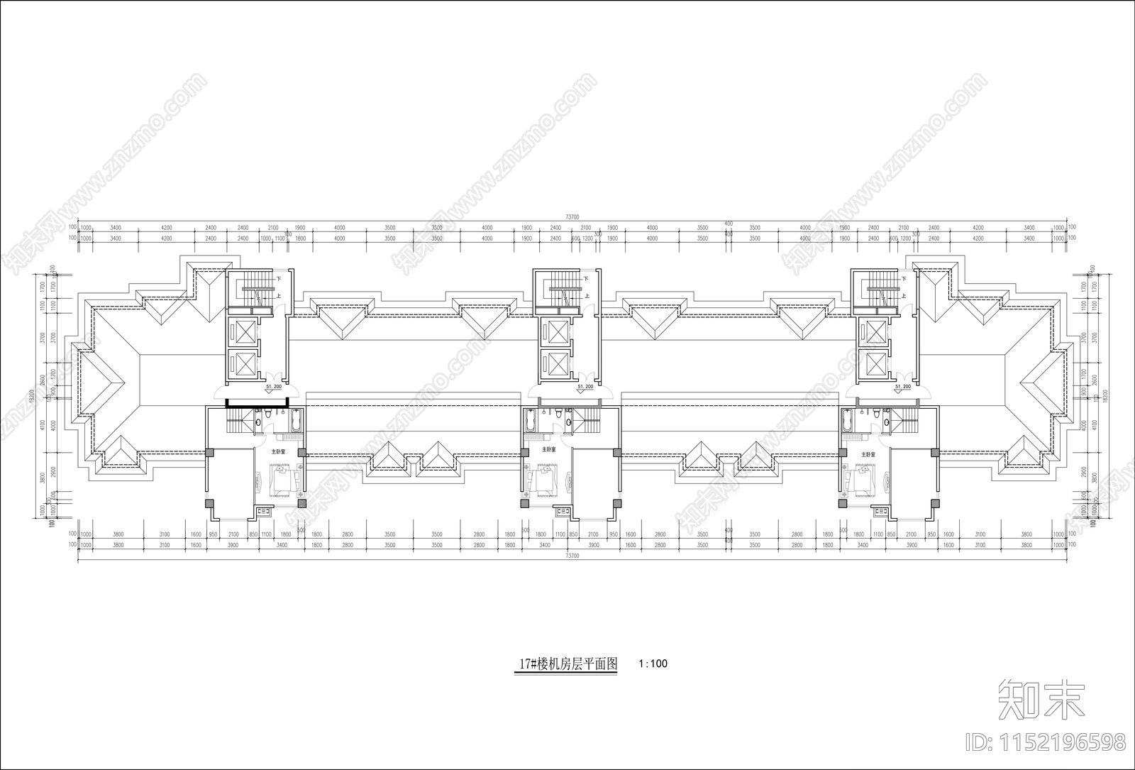 古典风格高层板楼住宅cad施工图下载【ID:1152196598】