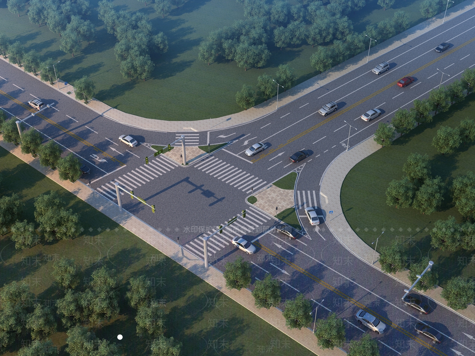 现代市政道路SU模型下载【ID:1152200102】