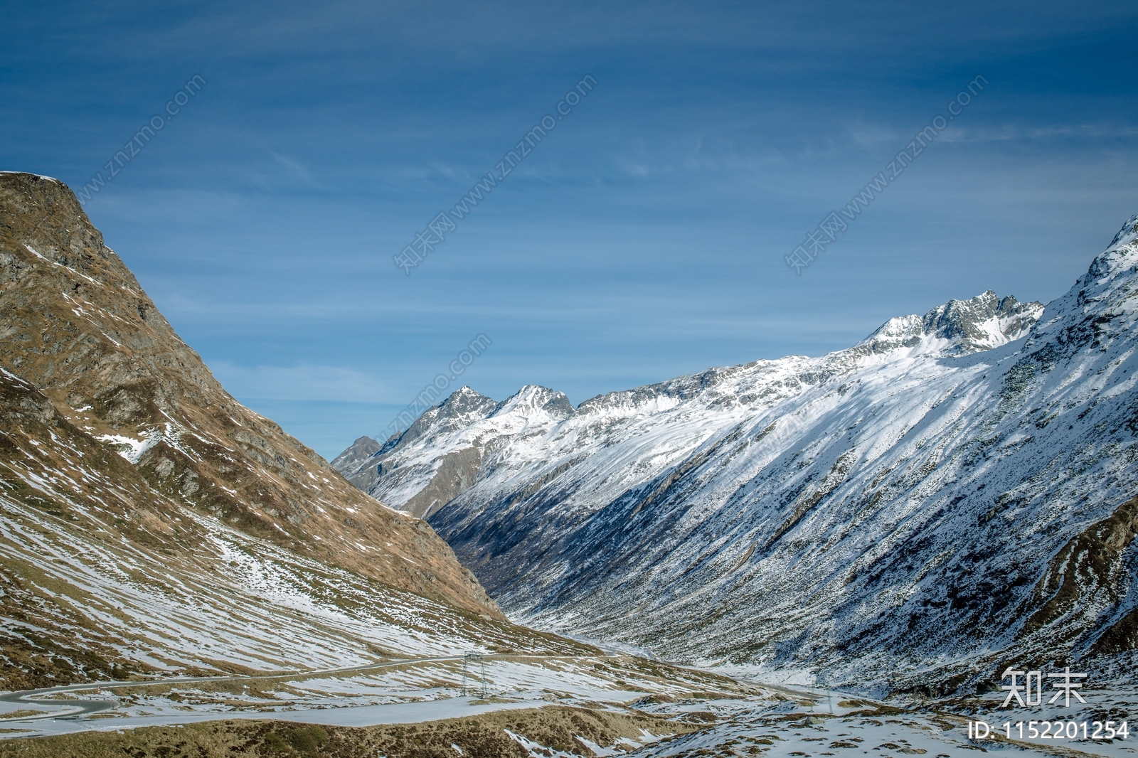 蓝天雪山山谷风景贴图下载【ID:1152201254】