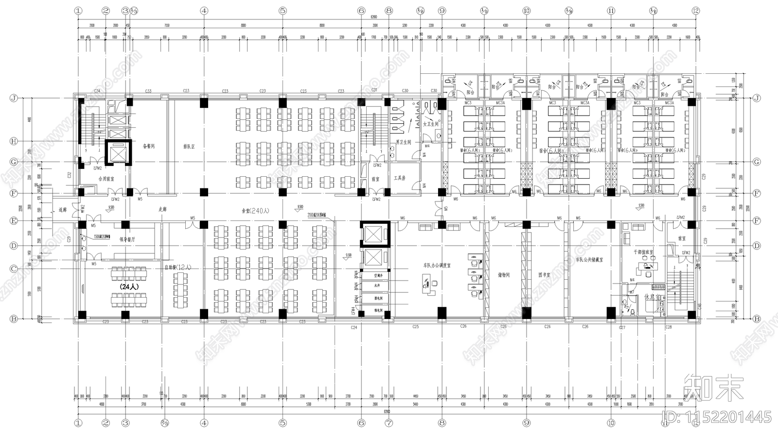 武警特勤队综合大楼建cad施工图下载【ID:1152201445】