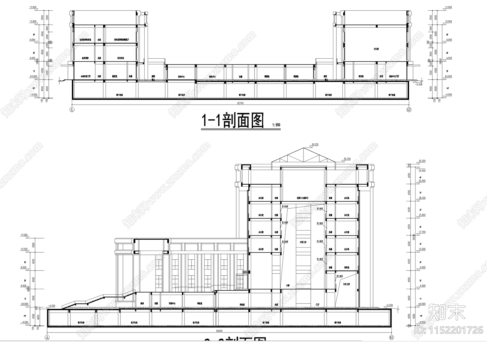 检察院大楼cad施工图下载【ID:1152201726】