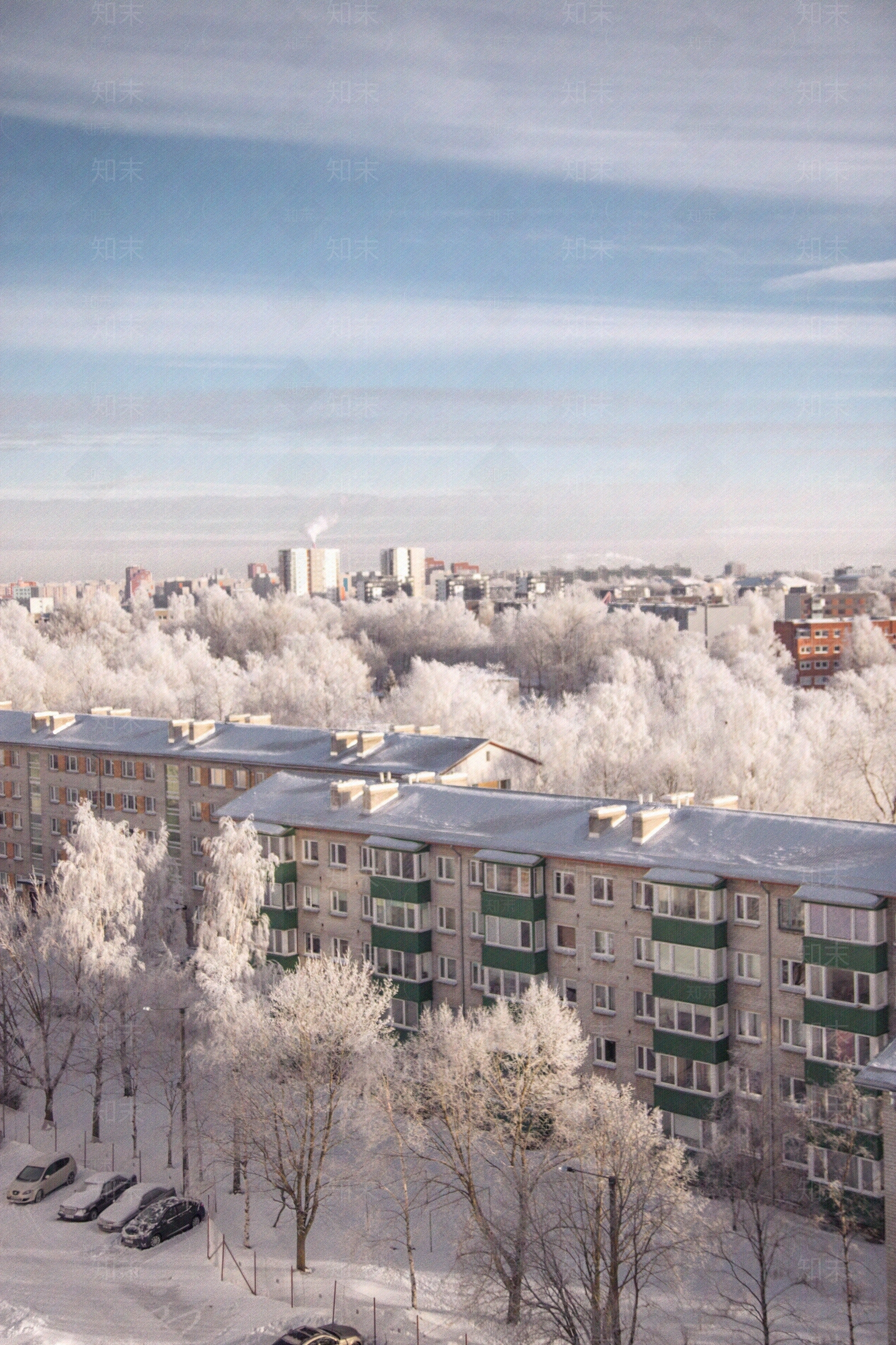 冬季天空小区建筑外景贴图下载【ID:1152202109】