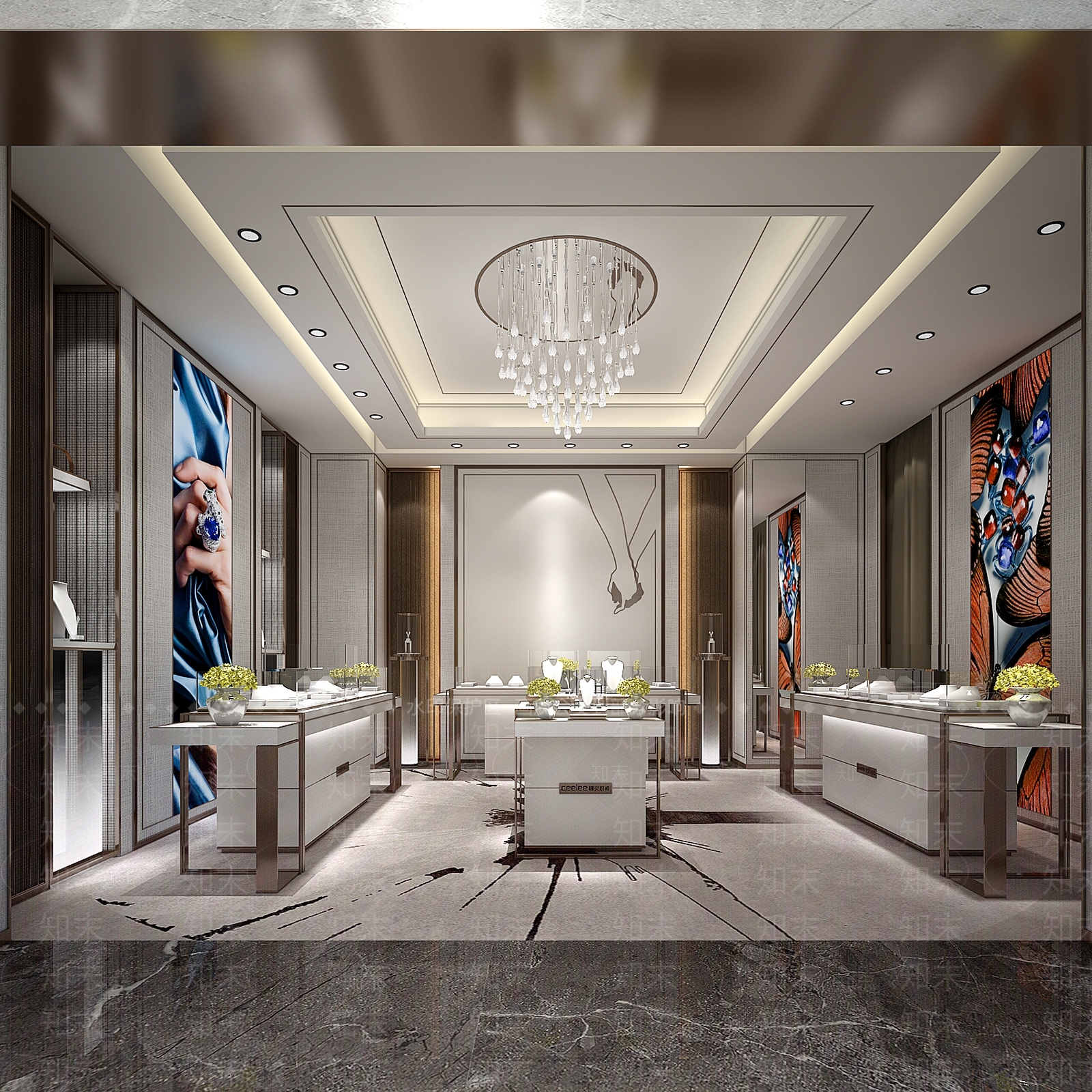 现代轻奢珠宝店3D模型下载【ID:1152203717】
