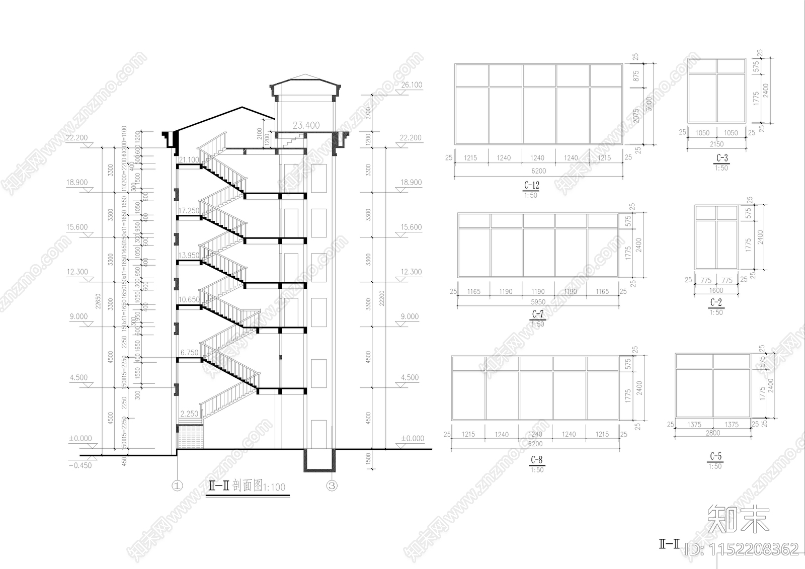 民宿建筑cad施工图下载【ID:1152208362】