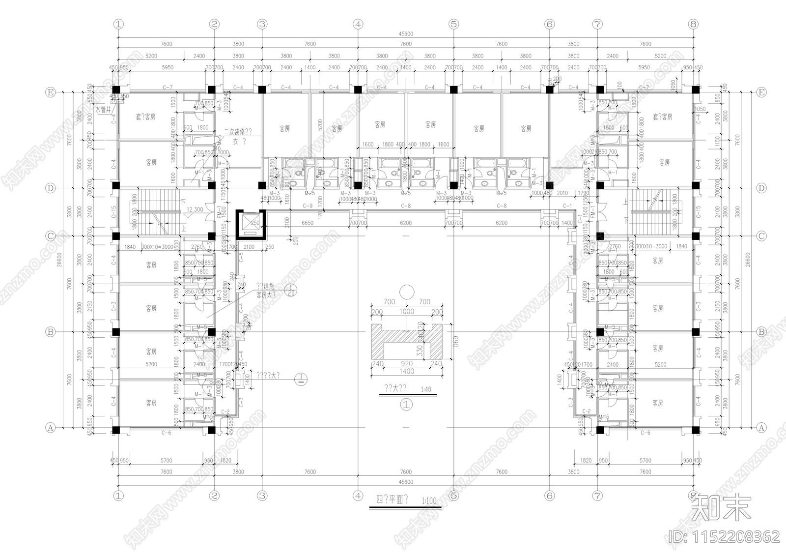 民宿建筑cad施工图下载【ID:1152208362】