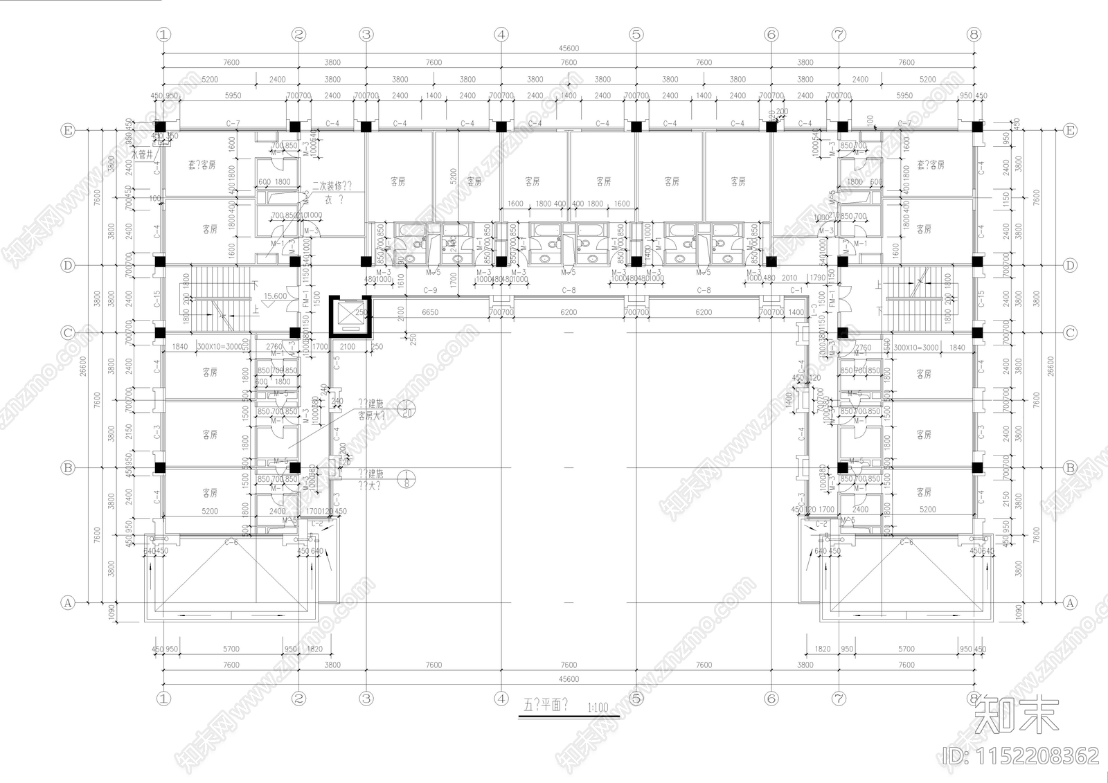 民宿建筑cad施工图下载【ID:1152208362】