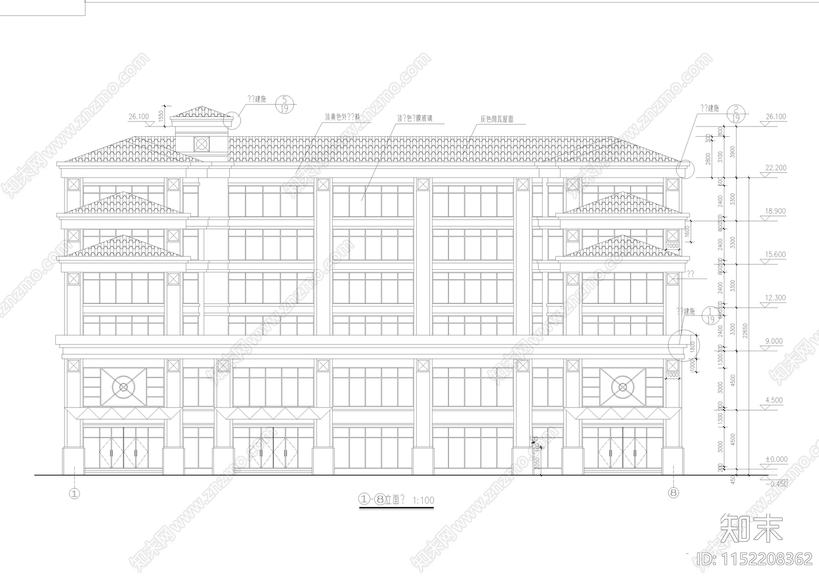 民宿建筑cad施工图下载【ID:1152208362】