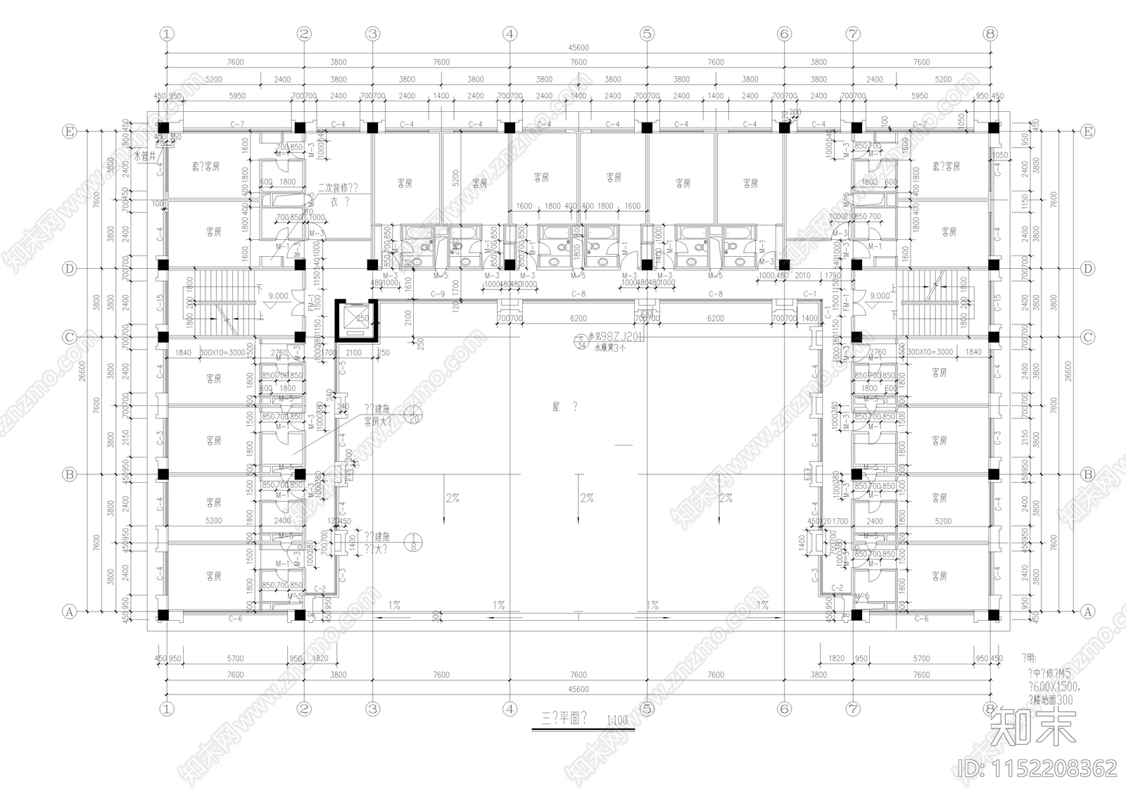 民宿建筑cad施工图下载【ID:1152208362】