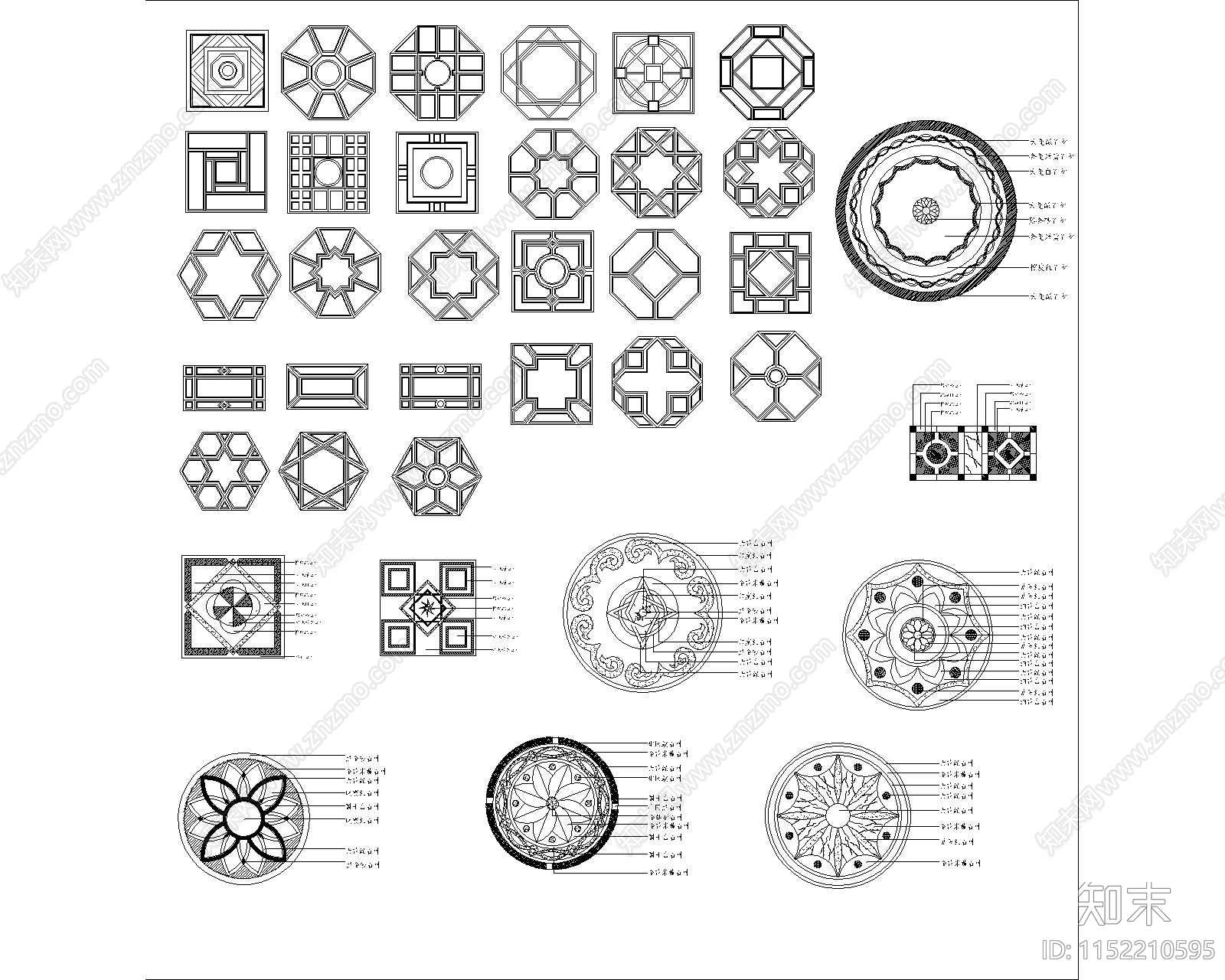 地面拼花图库cad施工图下载【ID:1152210595】