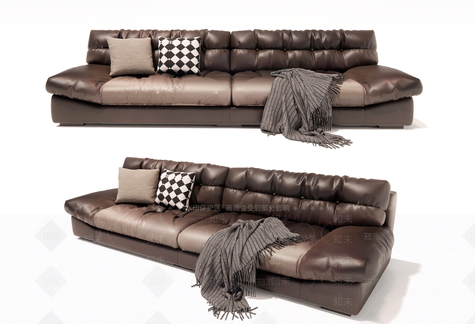 现代皮质多人沙发SU模型下载【ID:1152212151】