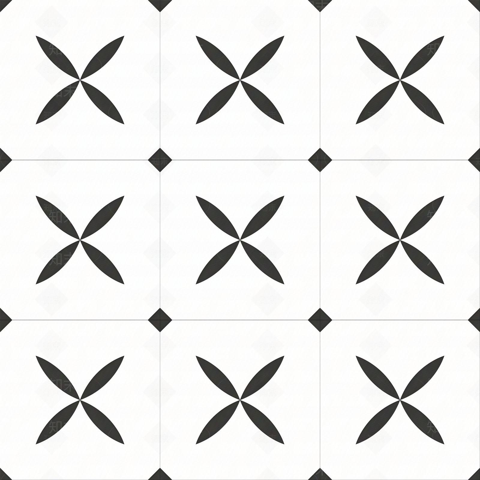 现代简约黑白拼花瓷砖贴图下载【ID:1152214922】