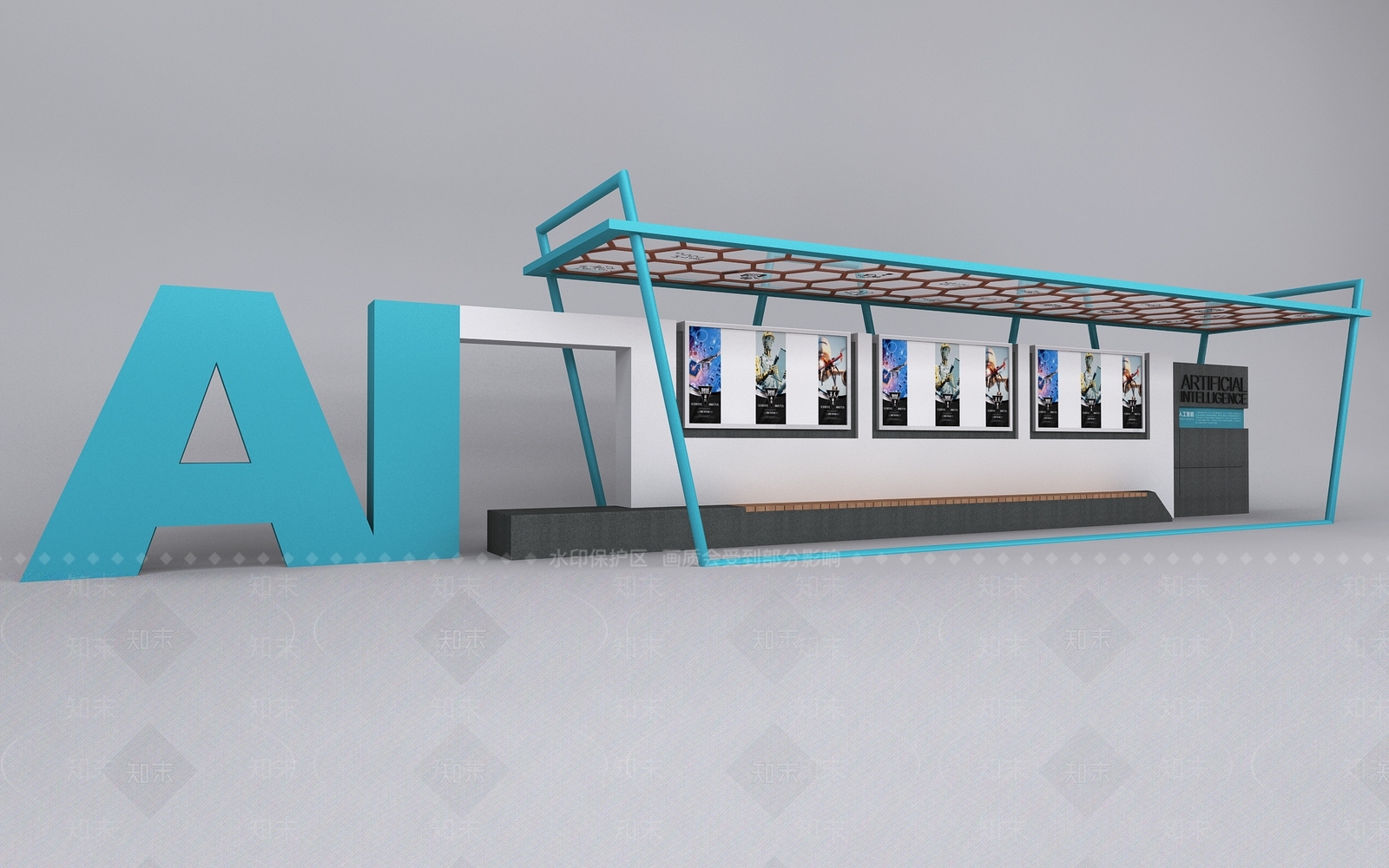 现代科学廊架3D模型下载【ID:1152215238】