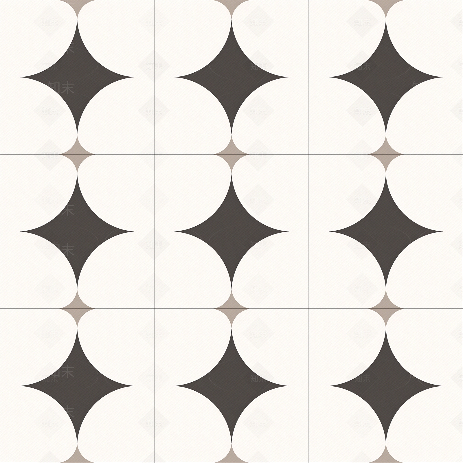 现代简约黑白拼花瓷砖贴图下载【ID:1152215697】