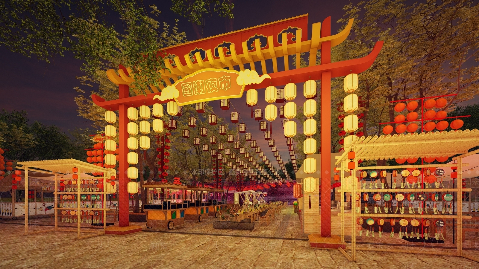 中式传统商业街SU模型下载【ID:1152217819】