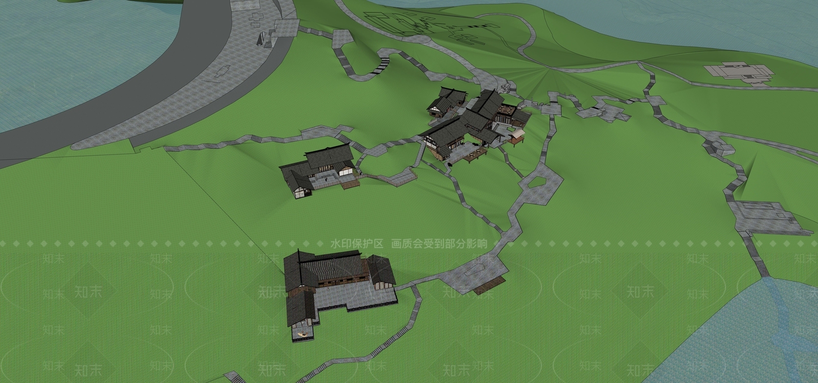 新中式乡村民房SU模型下载【ID:1152222296】
