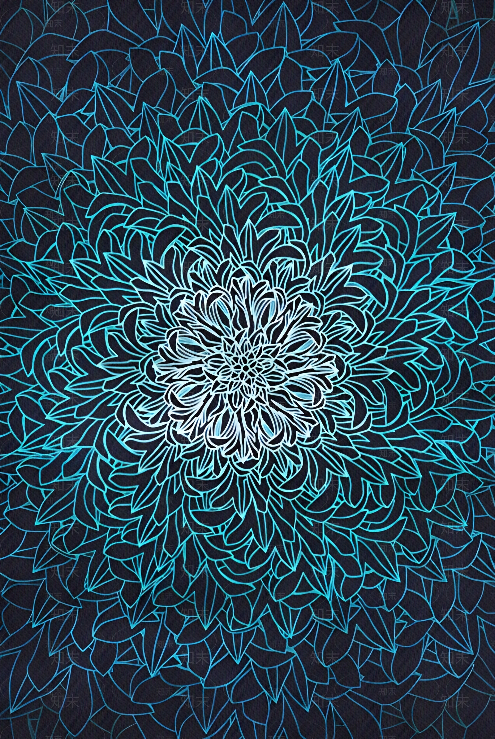 新中式青蓝色花纹理图案地毯贴图下载【ID:1152222309】