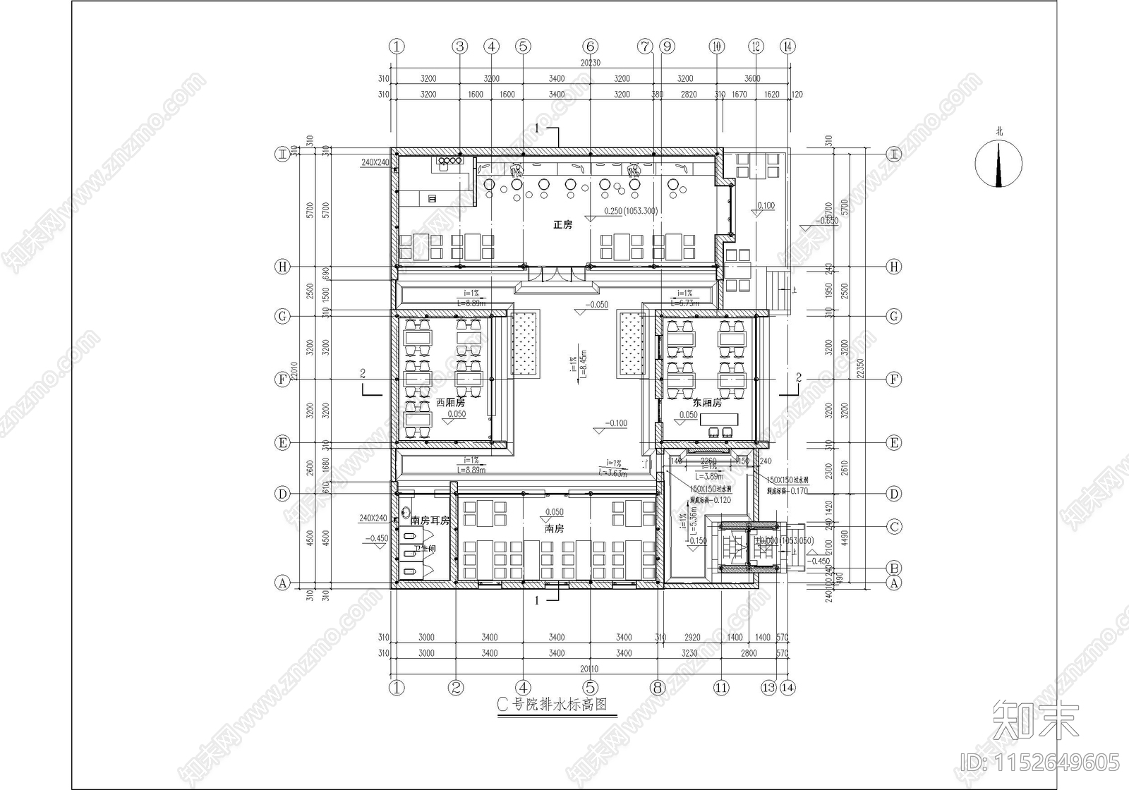 古城院落修缮cad施工图下载【ID:1152649605】