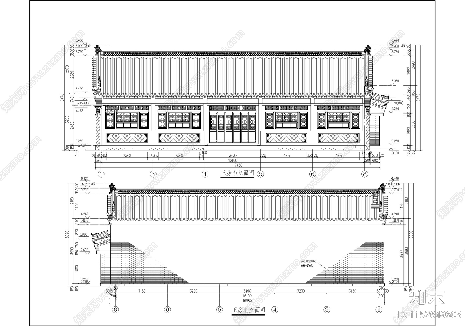 古城院落修缮cad施工图下载【ID:1152649605】