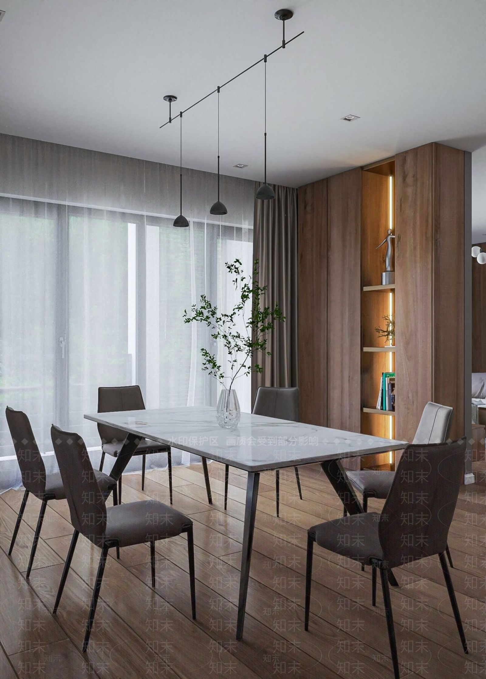 现代风格客餐厅SU模型下载【ID:1152278613】