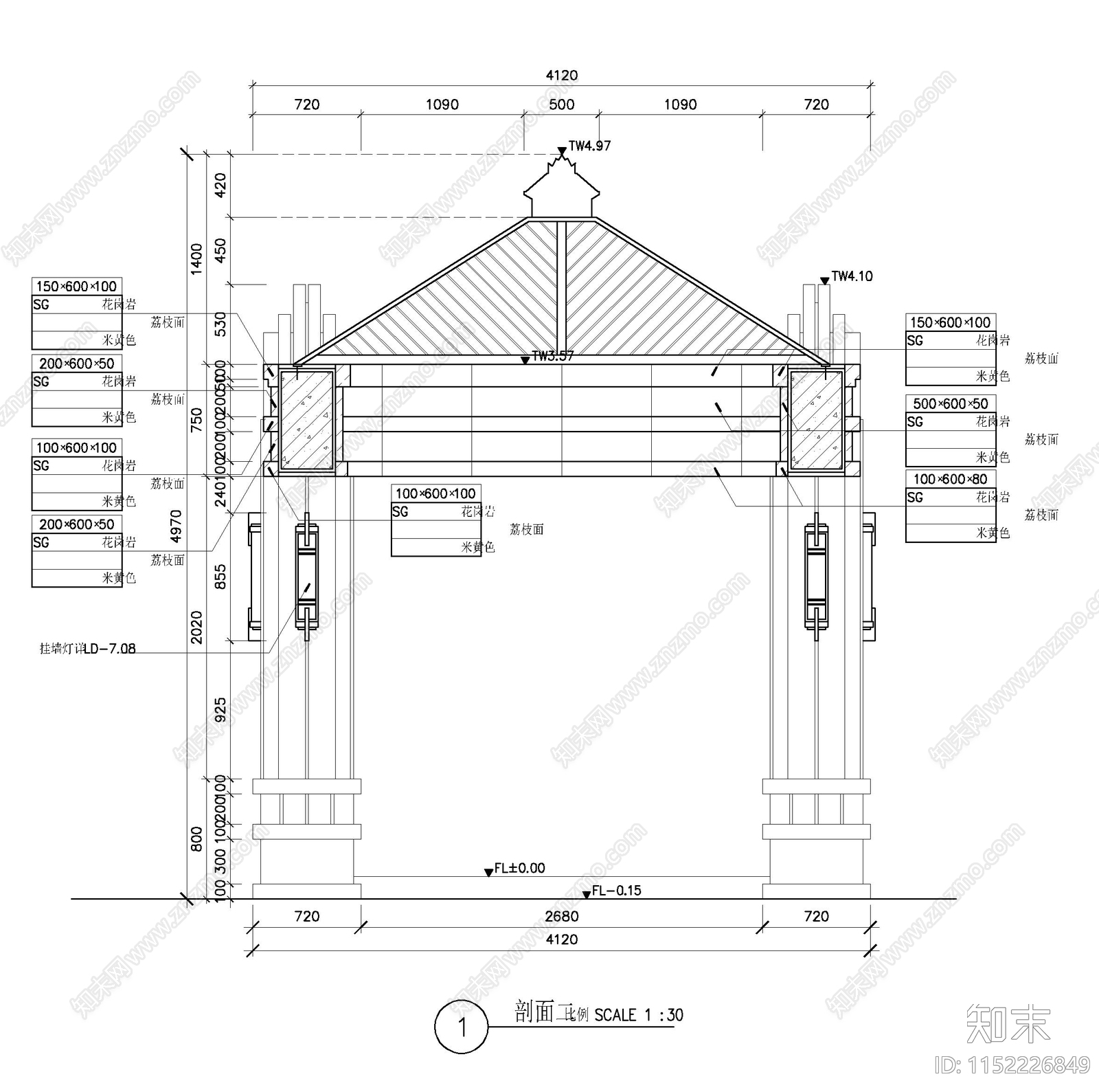 亭子详图cad施工图下载【ID:1152226849】