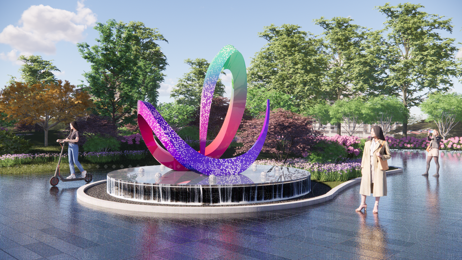 现代水景异形雕塑小品绿地广场SU模型下载【ID:1152234232】