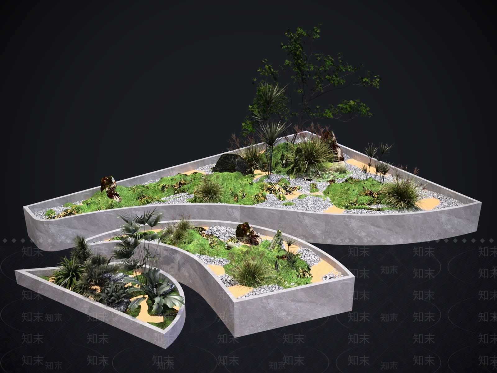 现代景观造景3D模型下载【ID:1152233973】